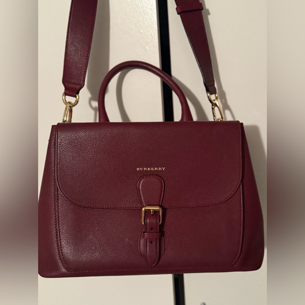 Burberry Deep Red Large Leather Satchel